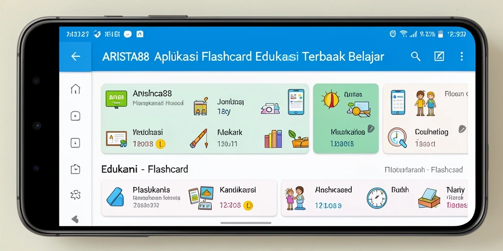 Tampilan antarmuka ARISTA88 dengan fitur interaktif Flashcard.