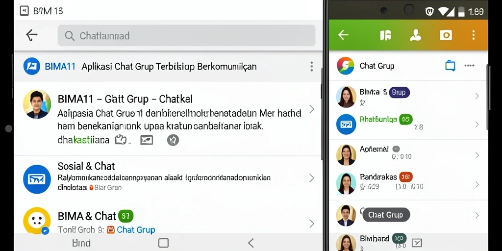 Tampilan antarmuka BIMA11 yang sederhana dan fungsional untuk chat grup.