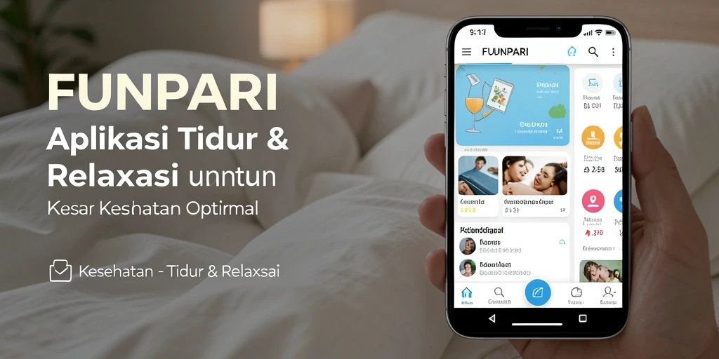 Tampilan antarmuka aplikasi FUNPARI dengan fitur relaksasi tidur.