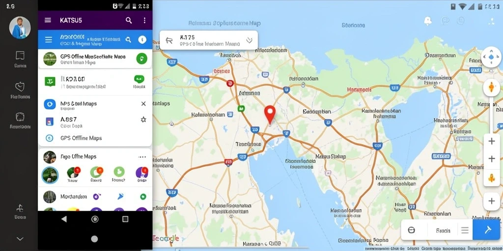Tampilan antarmuka KATSU5 yang sederhana dan fungsional untuk navigasi GPS.