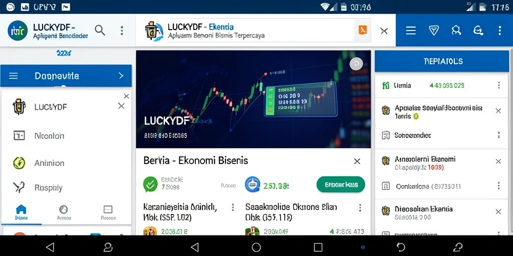 Screenshot utama LUCKYDF menampilkan antarmuka berita Ekonomi Bisnis yang informatif.