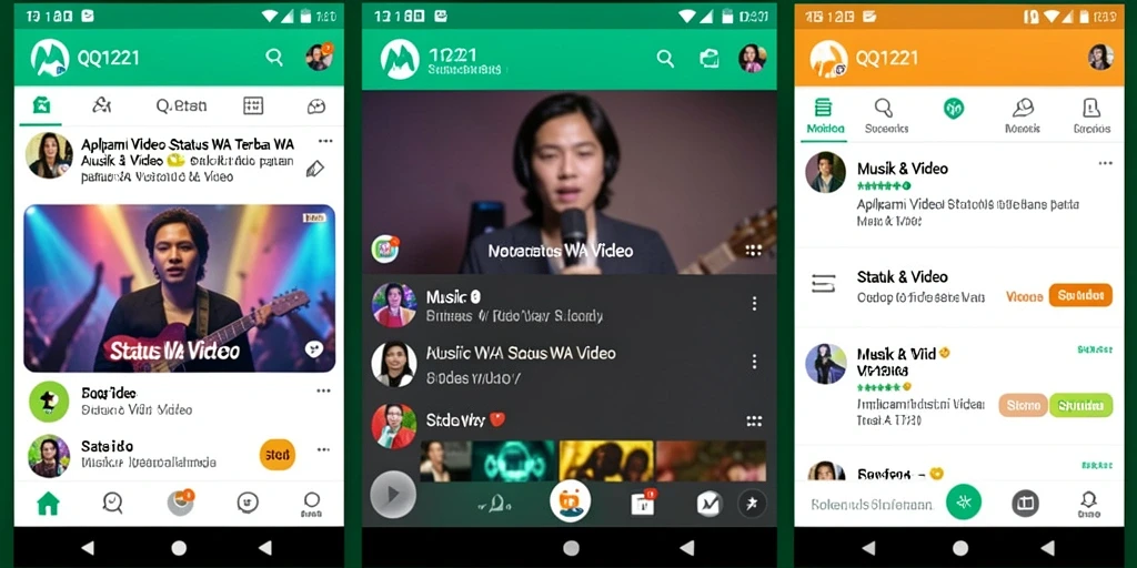 Antarmuka QQ1221 yang menarik untuk aplikasi Status WA Video.