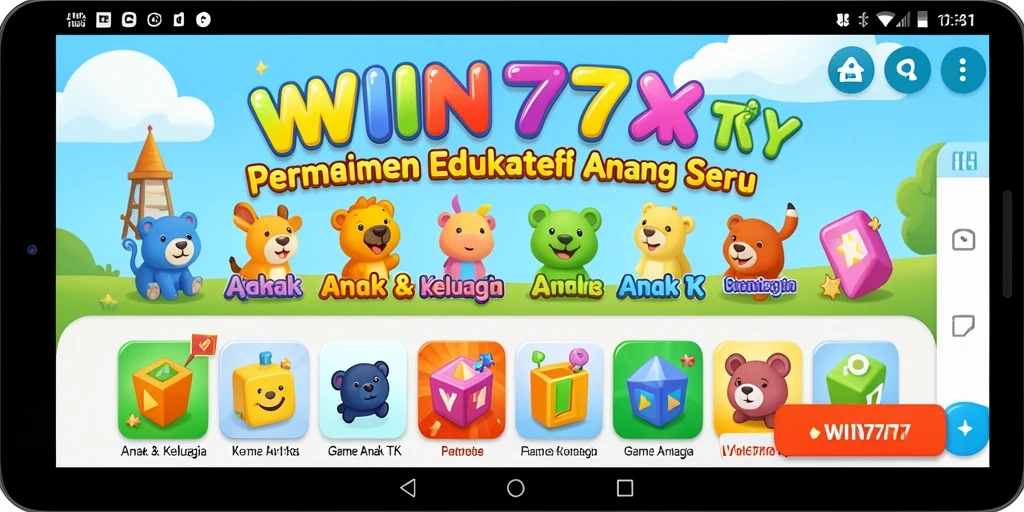 Antarmuka colorful dan interaktif dari aplikasi Game Anak TK.