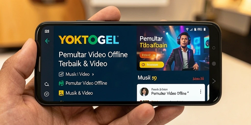 Antarmuka aplikasi YOKTOGEL menampilkan fitur Pemutar Video Offline yang intuitif.